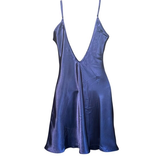 Fredericks Of Hollywood Navy Satin Nightgown Chemise Lingerie - Picture 6 of 8